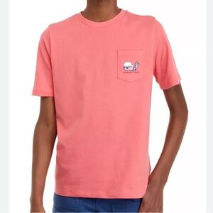 Vineyard Vines Coral Sort Sleeve Lacrosse Bro Whale Pocket Graphic T-Shirt